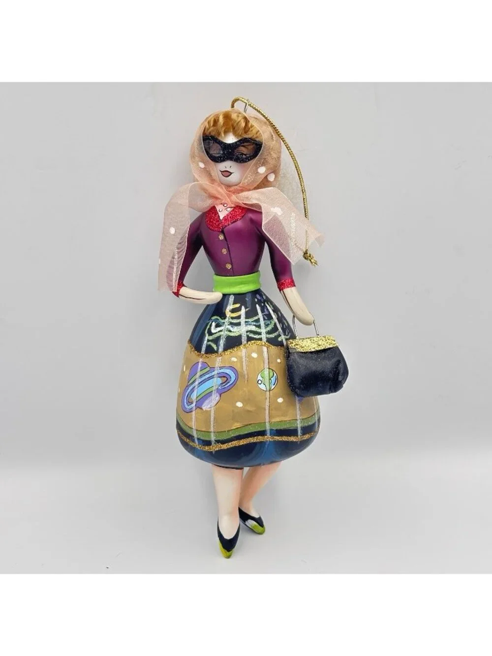 Ladies With Elegance Blown Glass Christmas Ornament Sunglasses Planets Retro